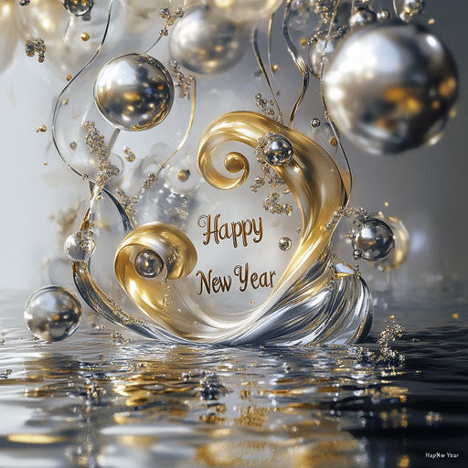 Luxurious greeting card with golden 'Happy New Year' text