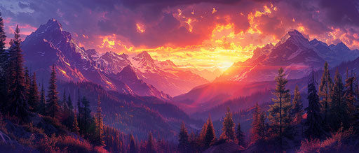 Rocky mountains at sunset in summer