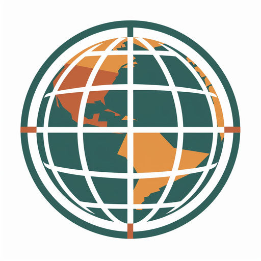 Global logo with stylized globe, clean lines