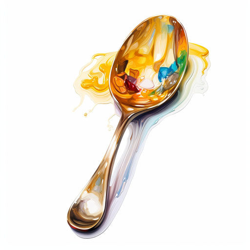 Spoon clipart in the style of Oil painting, on a white background