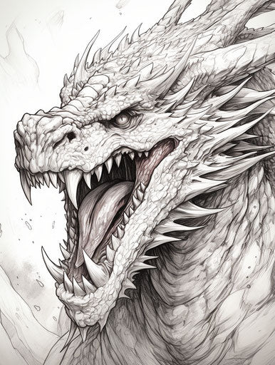 Intricate pencil drawing of majestic dragon