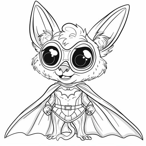 Playful bat in superhero costume