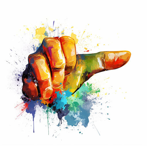 Thumbs down clipart in the style of Impressionistic Art, on a white background