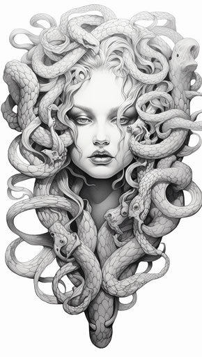 Memphis Medusa drawing, my life, tattoo, Medusa design