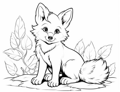 Coloring pages - fox in leaf pattern style