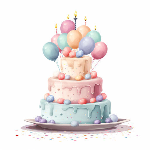 Happy birthday clipart in the style of Pastel Colors Art