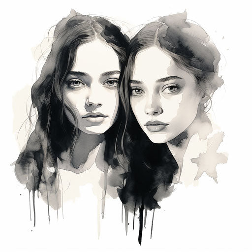 Illustration of twins in the style of Chiaroscuro Art