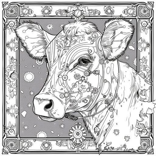 Steampunk cow with gears and mechanical parts