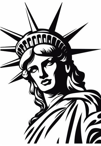 Woman and statue of liberty in vintage punk graffiti style