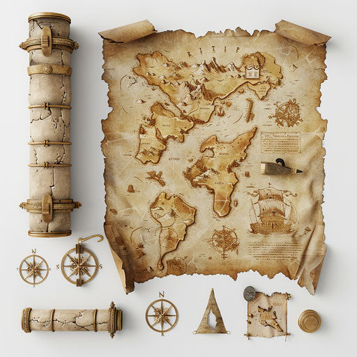 Realistic treasure map on white background, crisp details