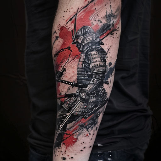Forearm tattoo with samurai warrior