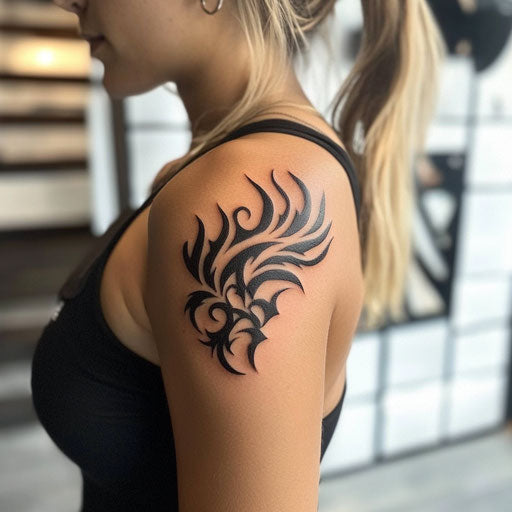 Shoulder tattoos for females with tribal flames