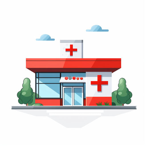 Minimalist clinic illustration on white background