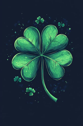 Four-leaf clover on dark background, symbol of luck and prosperity