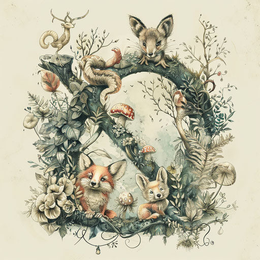 Whimsical xo tattoo sketch with fairytale creatures and magical forests