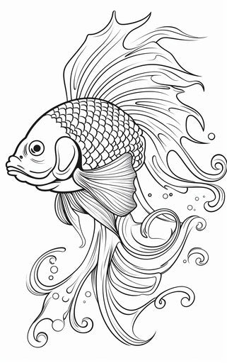 Fish coloring pages, Zeiss Milvus style, flicker effects, graceful balance