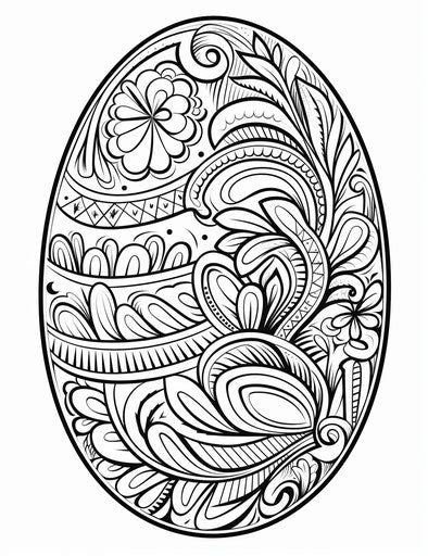 Easter egg coloring page, magnified ornamentation style