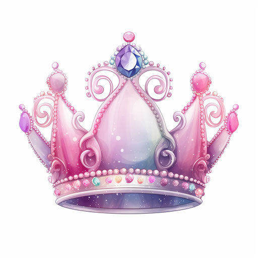 Princess crown on white background in pastel colors style