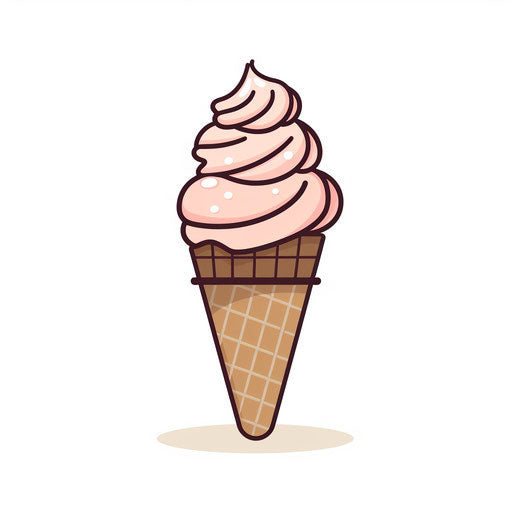 Minimalist style ice cream cone clipart on white background