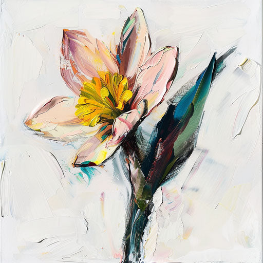 Impressionist painting of narcissus flower on white canvas
