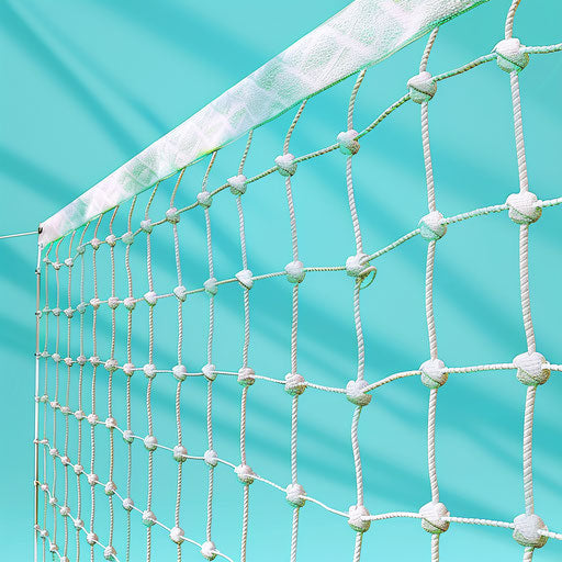 Realistic volleyball net on flat serene aqua background