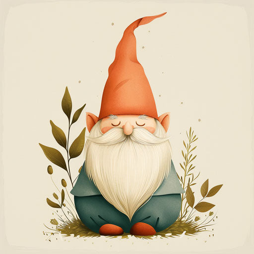 Gnome clipart on flat cream background