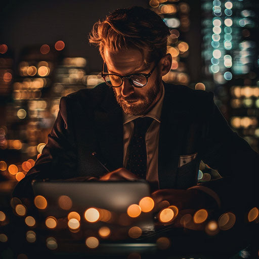 Business man working late at night