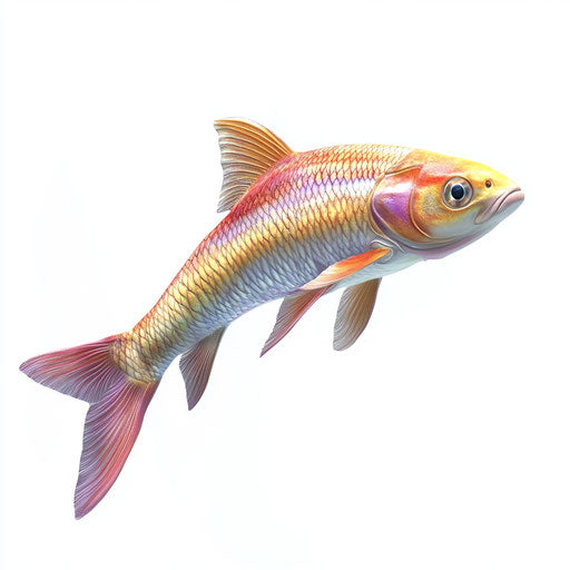 3D fish images in photo realistic style with flat white background, isolated clipart