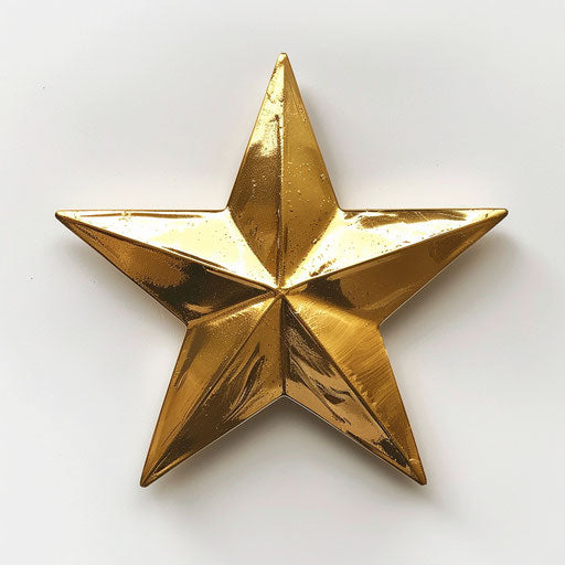 Golden star on white background, y2k aesthetic style