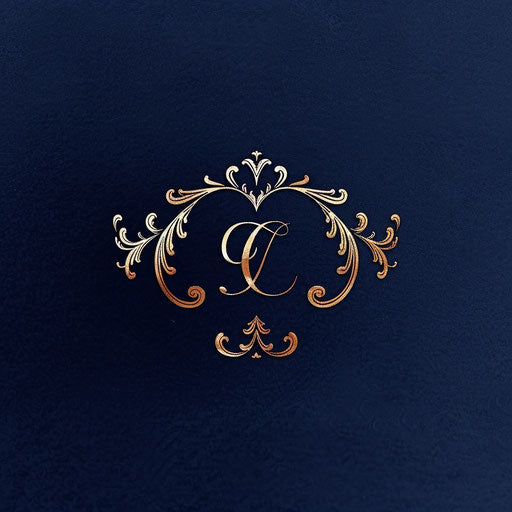 Classic monogram print with navy blue background, timeless style