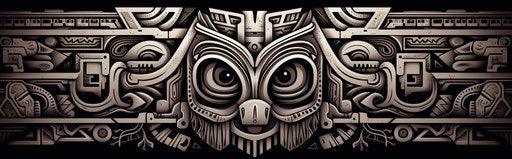 Eagle head tiki print, Ndebele-inspired monochrome