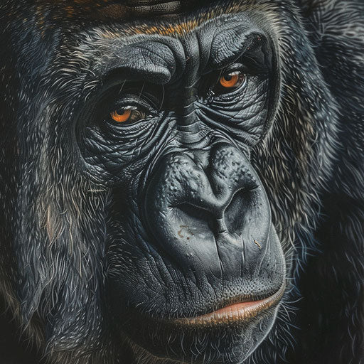Close-up portrait of gorilla with gentle expression