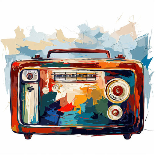 Radio illustration in the style of oil painting on white background