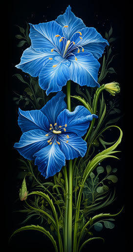 Blue flower with words, Lisa Parker style landscapist
