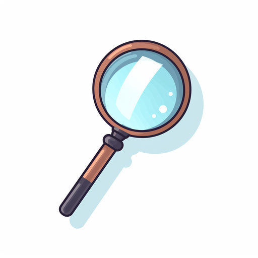 Minimalist style magnifying glass on white background