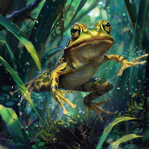 Frog's speedy escape from an approaching predator