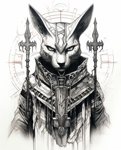 Tattoo of an Egyptian enemy with a sword