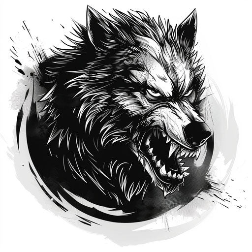 Sharp werewolf tattoo sketch with edgy lines
