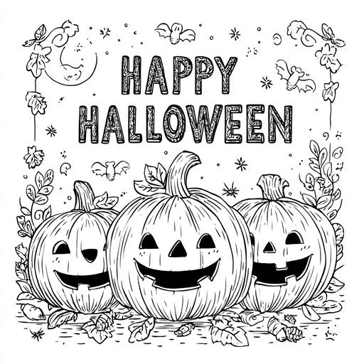 Three happy pumpkins for a spooky night