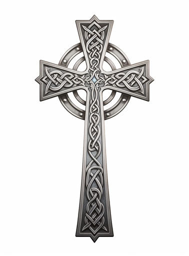 Celtic cross tattoo on white background