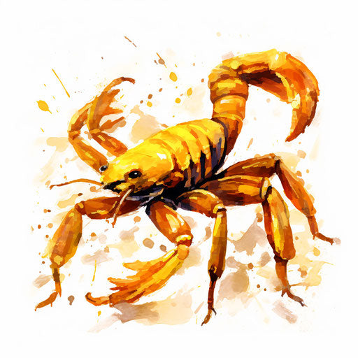 Scorpion clipart in the Impressionistic Art style, on white background
