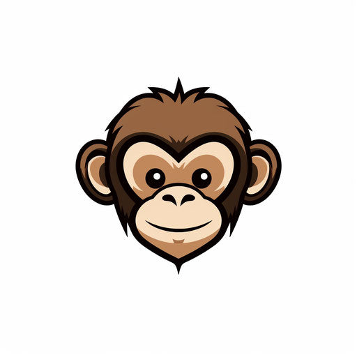 Minimalist monkey face clipart on white background