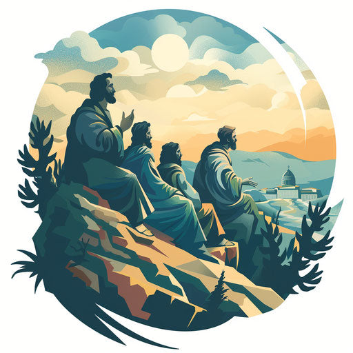 Elegant flat tattoo sketch of the Sermon on the Mount