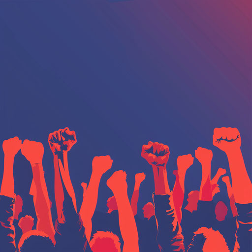 Realistic protest illustration on flat indigo background