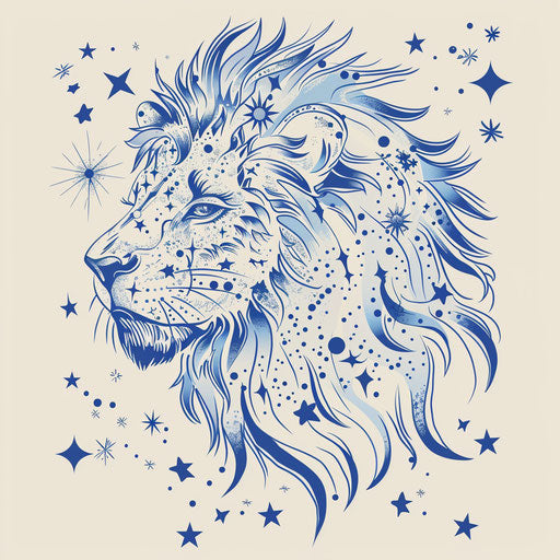 Whimsical sketch of Leo constellation, flat clipart style