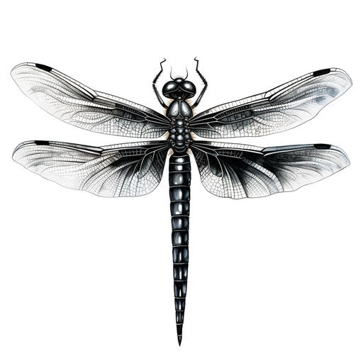 Dragonfly in Chiaroscuro Art style on white background