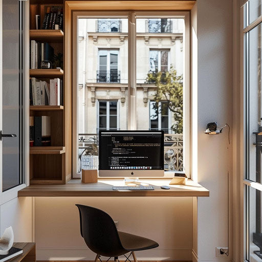 Compact home office nook with wall-mounted desk for small apartments