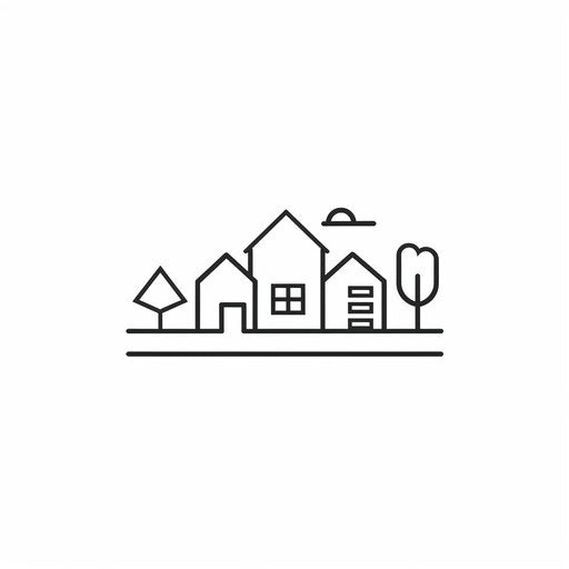 Minimalist real estate logo with clean lines on white background