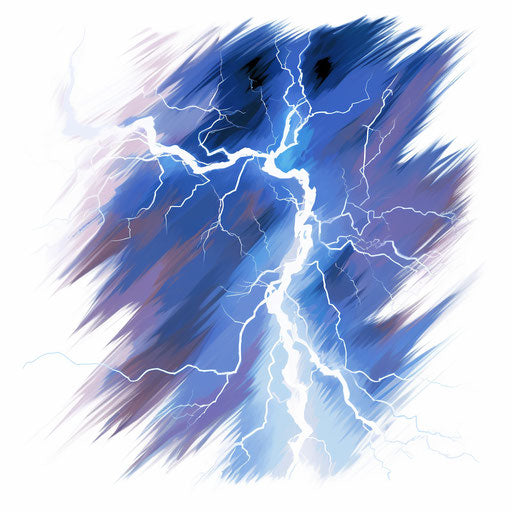 Lightning clipart in the style of Oil painting, on a white background