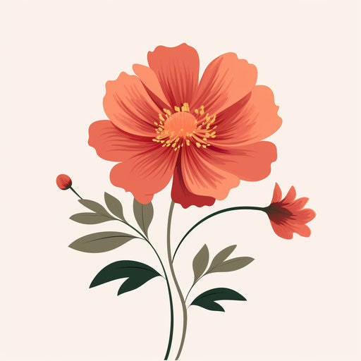 Minimalist style flower clipart on white background
